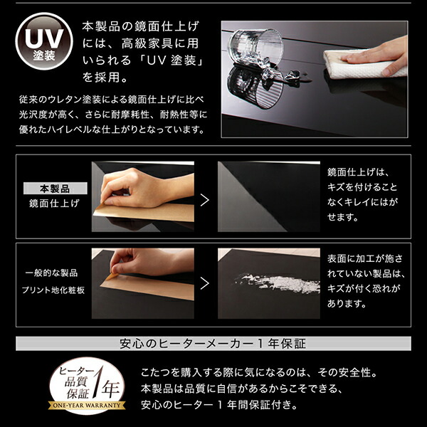 モノトーンスタイリッシュモダンデザインこたつ UNO-FK ウノ・エフケー 商品説明画像13