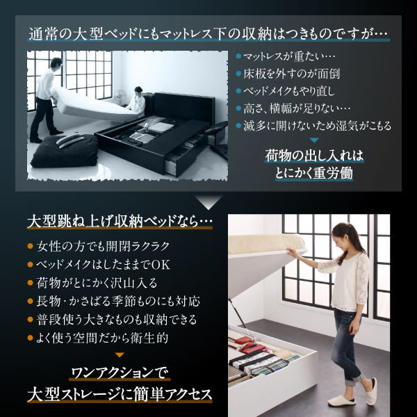 モダンライト大型跳ね上げ収納ベッド Cesario シザーリオ (ベッドフレームのみ / クイーン(SS×2) / 深さレギュラー / -　[No.100053694]) 商品説明画像7
