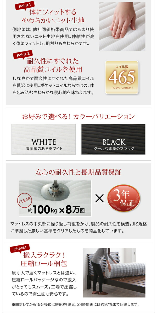 棚・コンセント・ライト付きシンプルモダンフロアベッド Spazio