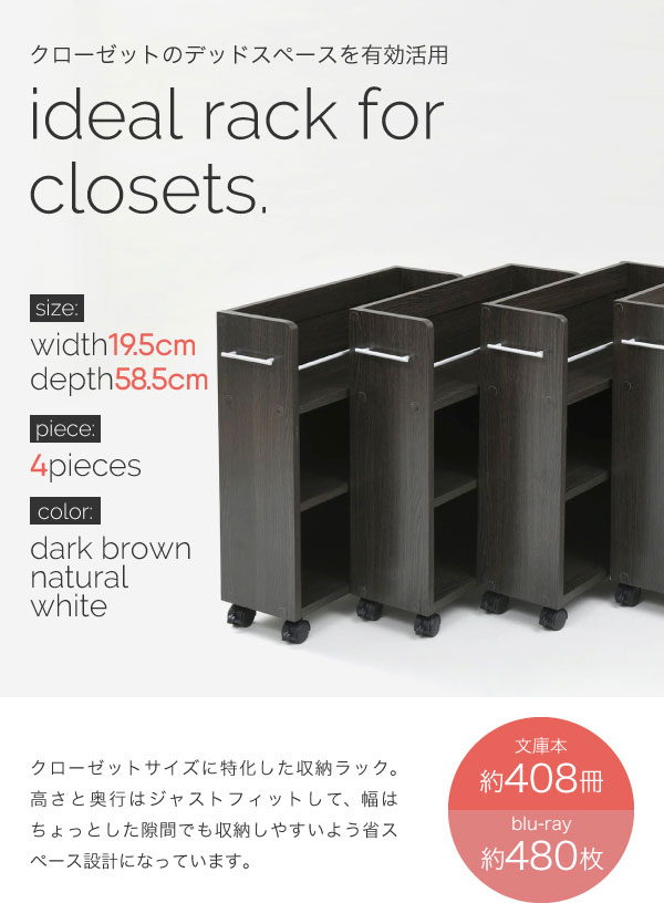クローゼットラック 幅19.5×奥行58.5cm 4個組 SGT-0128SET 商品説明画像2