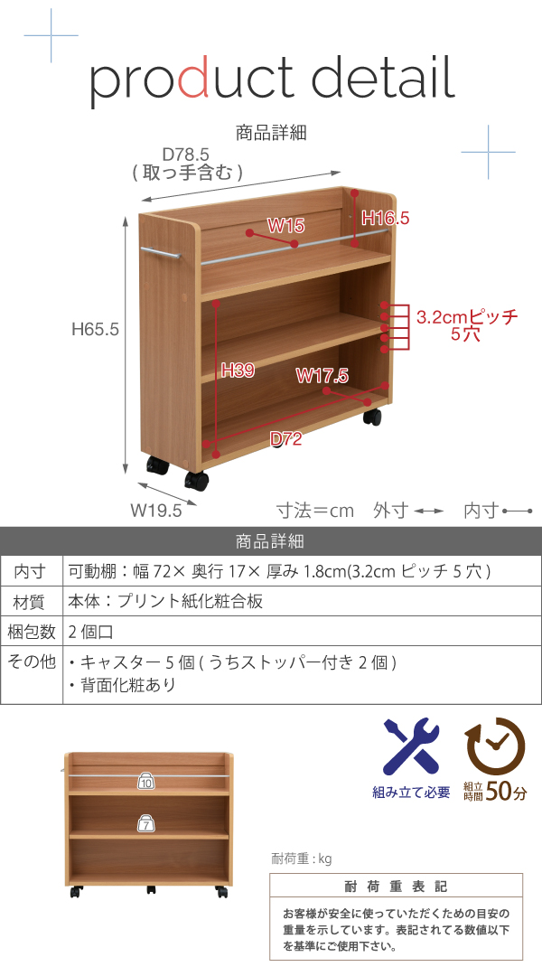 押入れ用ラック 幅19.5×奥行78.5cm 4個組 SGT-0130SET 商品説明画像12