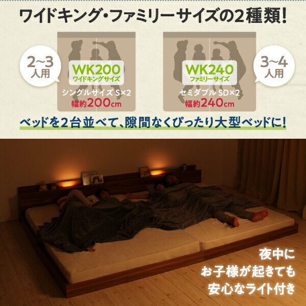 ライト・コンセント付大型連結フロアベッド ENTREO アントレオ 商品説明画像2