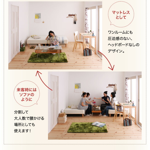 移動・搬入・掃除がらくらく 分割式脚付きマットレスベッド | 家具専門