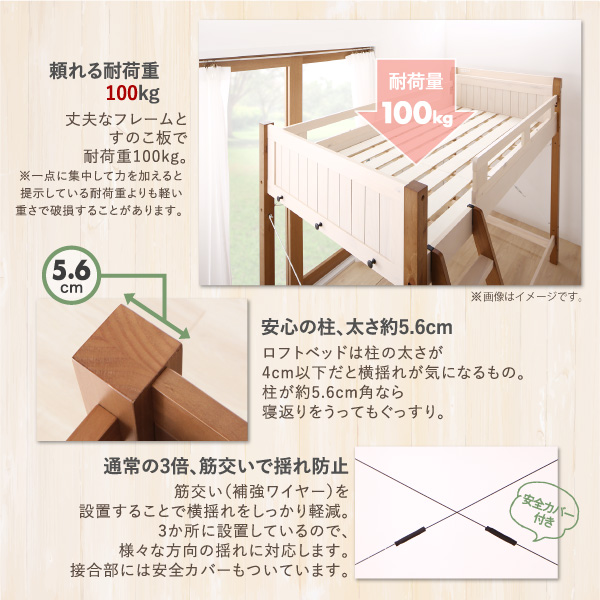 宮棚・コンセント付 天然木パイン材収納システムベッド Deison デイソン 商品説明画像13