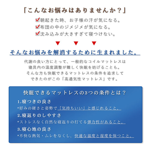 腰をしっかり支える通気性ボンネルコイルマットレス 商品説明画像2