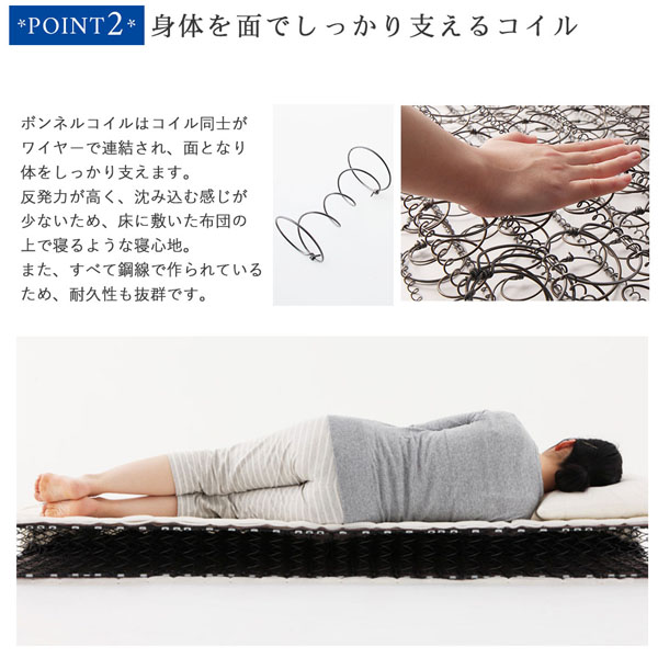 腰をしっかり支える通気性ボンネルコイルマットレス 商品説明画像5
