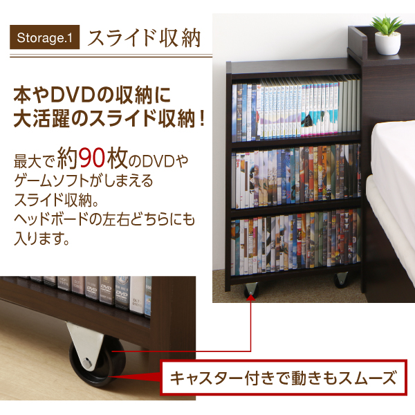 通気性抜群スライド本棚付き跳ね上げ収納ベッド Breath-IN ブレスイン 商品説明画像4
