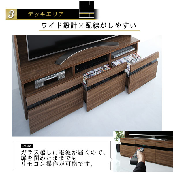 ハイタイプテレビボードシリーズ Glass line グラスライン (キャビネットセット) 商品追加画像9
