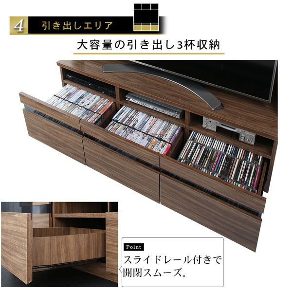 ハイタイプテレビボードシリーズ Glass line グラスライン (キャビネットセット) 商品追加画像10