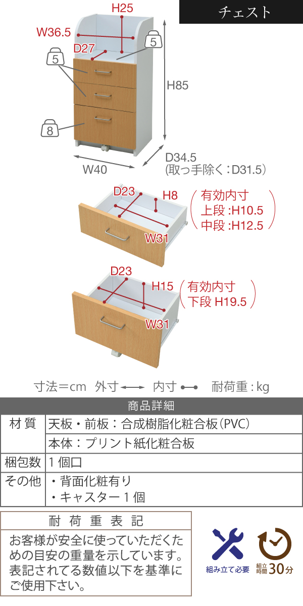 カウンター下ジュニアシリーズ 3点セット FDK-0001SET 商品説明画像13