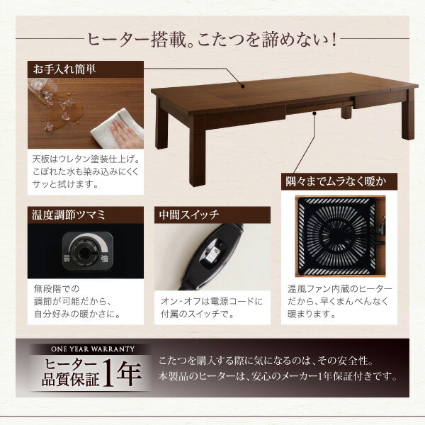 6段階高さ調節 伸縮式こたつ 大型ソファダイニング STEWAR ステュアー 商品追加画像12