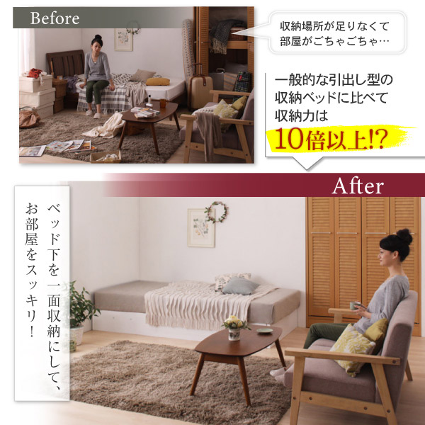 大容量収納跳ね上げすのこベッド 商品説明画像6