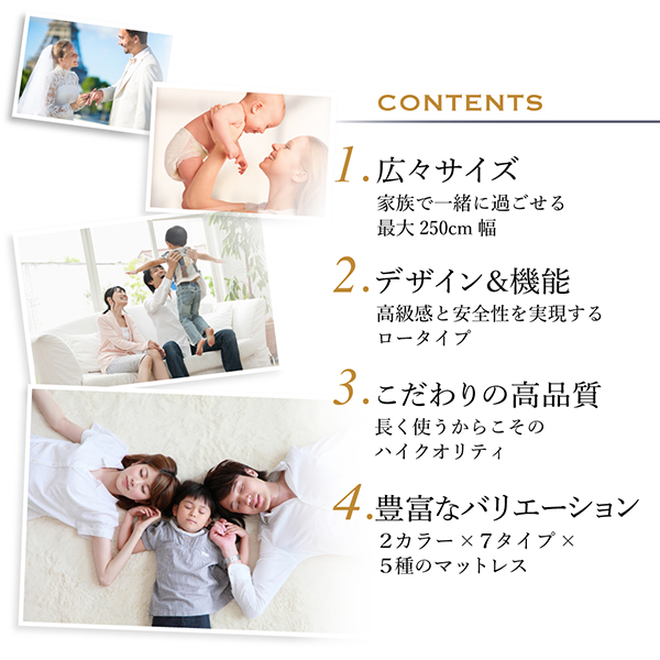 棚・コンセント・LED照明付き高級モダンローベッド REGALO リガーロ 商品説明画像2
