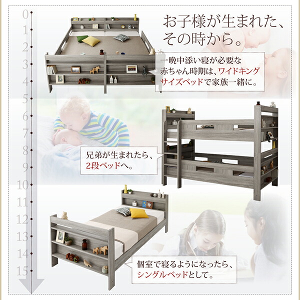 ずっと使える 2段ベッドにもなるワイドキングサイズベッド Greytoss グレイトス 商品追加画像4