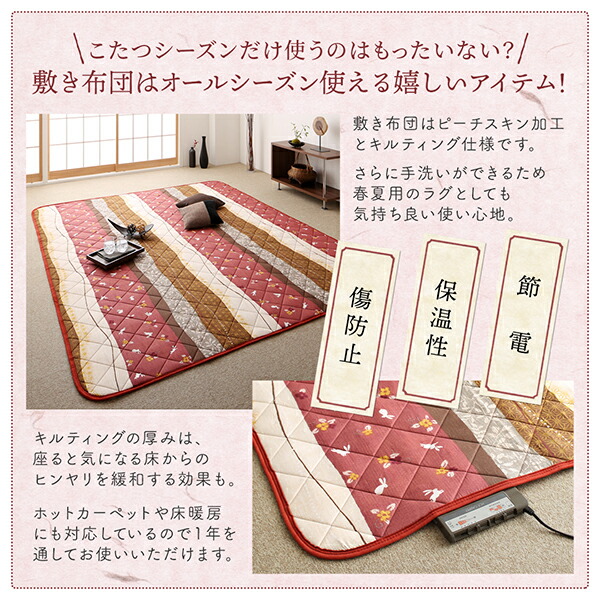 ふっくら綿入り うさぎ和柄こたつ布団 つきひ 商品説明画像11