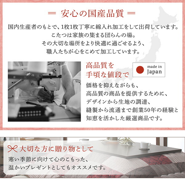 和モダンデザインの市松模様こたつ布団 あかね 商品説明画像11