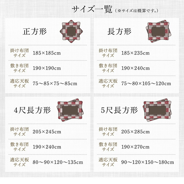 和モダンデザインの市松模様こたつ布団 あかね 商品説明画像12