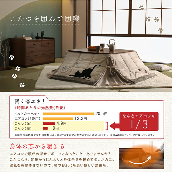 シルエットが可愛い 猫柄省スペースこたつ布団 Lameynya レイミーニア 商品説明画像13