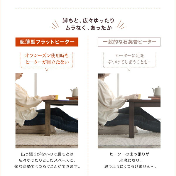 モダンデザインフラットヒーターこたつテーブル flatz フラッツ 商品説明画像6