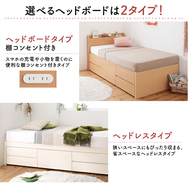 日本製 大容量コンパクトすのこチェスト収納ベッド Shocoto ショコット 商品説明画像17