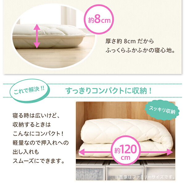 家族みんなでゆったり広々・日本製・ファミリー敷布団 商品追加画像8
