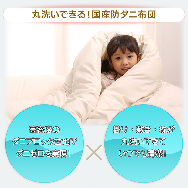 子どもにやさしい・丸ごと洗える・日本製・防ダニ布団 商品説明画像3