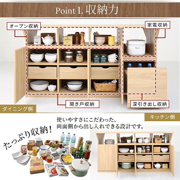 キッチン収納・作業台・テーブルになる1台3役のワイドバタフライキッチンカウンター 幅150 Qiiu クイーユ 商品追加画像5
