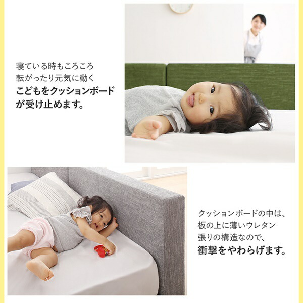 クッションボード連結ローベッド Delanna デランナ (ベッドフレームのみ / フラットタイプ+棚付クッション / クイーン(SS×2) / ネイビー　[No.100066031]) 商品説明画像5