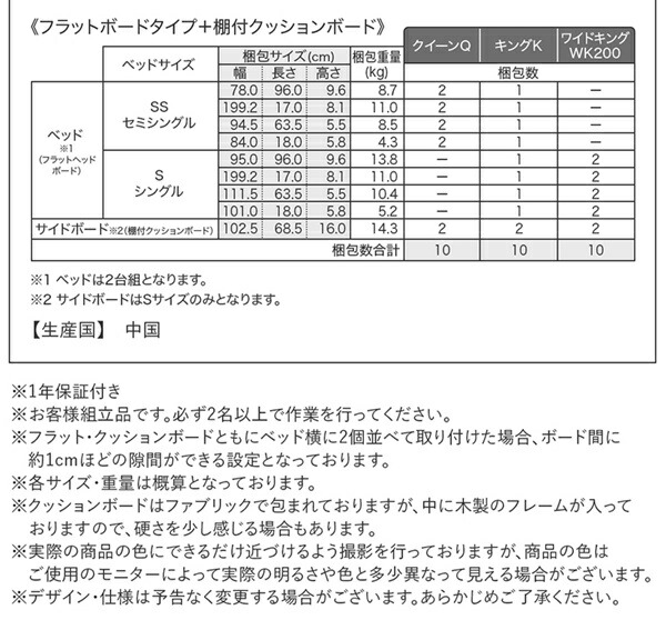 クッションボード連結ローベッド Delanna デランナ (ベッドフレームのみ / フラットタイプ+棚付クッション / クイーン(SS×2) / ネイビー　[No.100066031]) 商品説明画像24