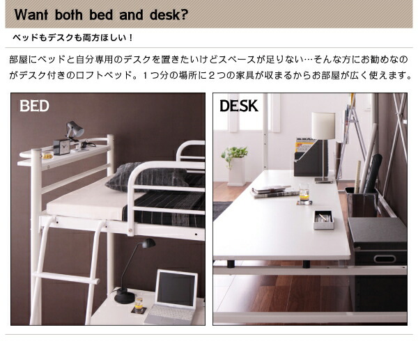 3段可動デスク&コンセント宮棚付きロフトベッド Strain ストレイン 商品追加画像3