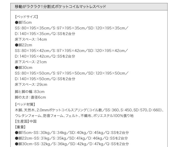 新・移動ラクラク 分割式マットレスベッド 商品説明画像29