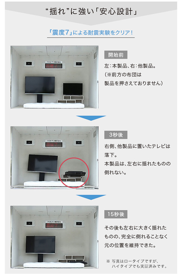壁寄せテレビスタンド ハイ固定タイプ Fenes フェネス 商品説明画像7