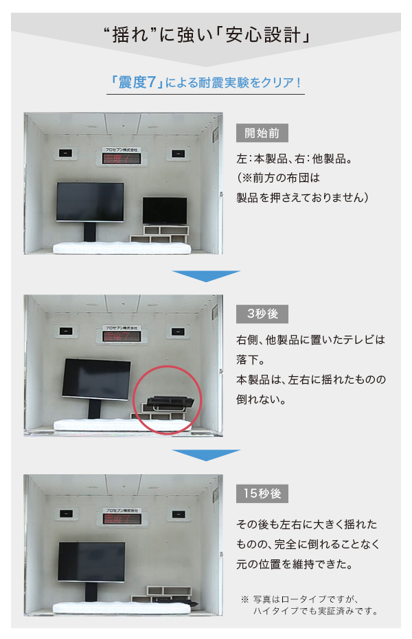 壁寄せテレビスタンド ハイ固定タイプ 専用棚セット Fenes フェネス 商品説明画像7