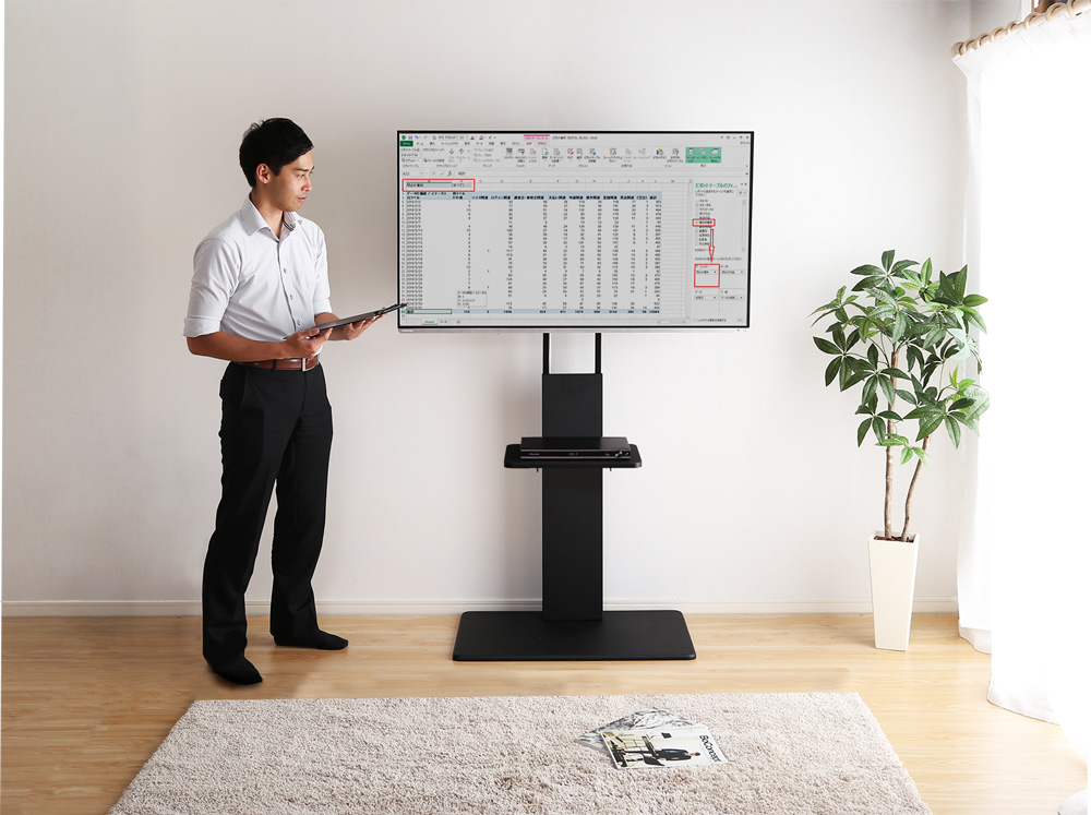 壁寄せテレビスタンド ハイスイングタイプ 専用棚セット Fenes フェネス 商品追加画像10