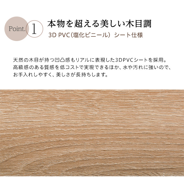 木目調３Ｄシート二段ベッド宮付き COCCO コッコ 商品説明画像4