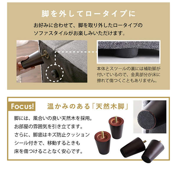 レイアウト自在 ３人掛けカウチソファ Wismon ウィスモン 商品説明画像7