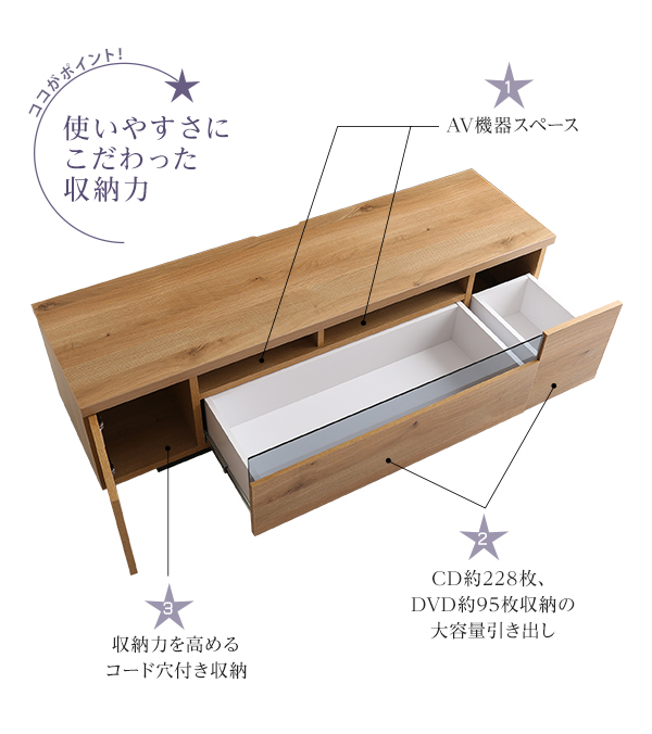 シンプルスタイリッシュ テレビ台 luminos ルミノス 幅140cm 商品説明画像6