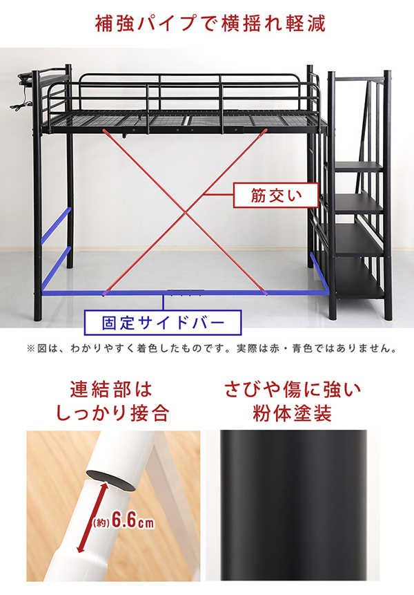 階段付パイプロフトベッド Rostem ロステム 商品説明画像7