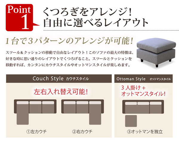 選べる9カラー ポケットコイル入りコーナーソファー Union ユニオン 商品説明画像7