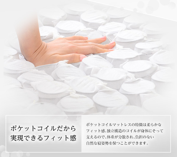 ロール梱包片面仕様ポケットコイルマットレス Sheera シェエラ (ダブルサイズ) 商品説明画像3