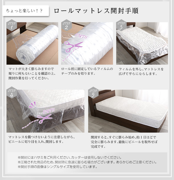ロール梱包片面仕様ポケットコイルマットレス Sheera シェエラ (ダブルサイズ) 商品説明画像17