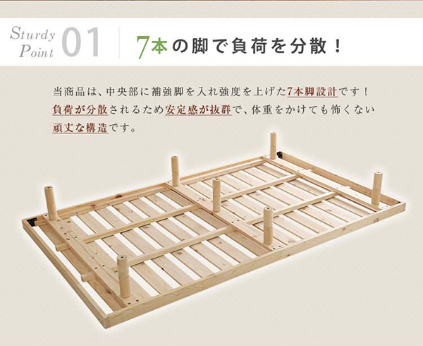 総檜脚付きすのこベッド セミダブル Pierna ピエルナ (ポケットコイルマットレス付き) 商品説明画像11