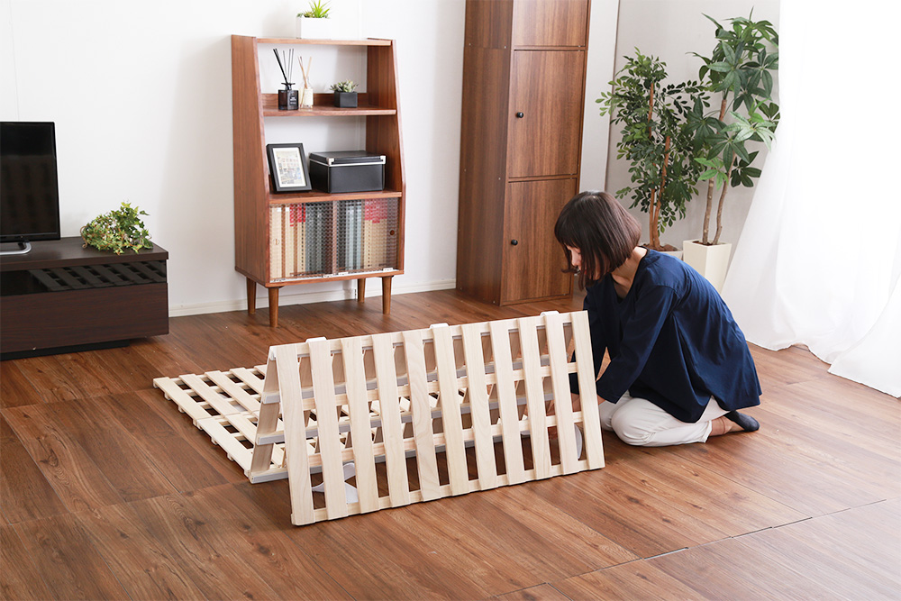 四つ折りタイプ 桐すのこベッド Sommeil ソメイユ (セミダブル) 商品追加画像10