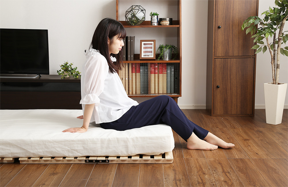 二つ折りタイプ 檜すのこベッド 涼風 (セミダブル) 商品追加画像8