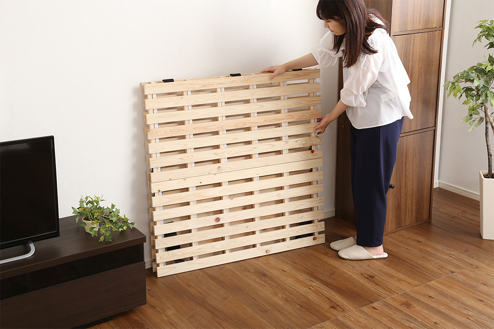 二つ折りタイプ 檜すのこベッド 涼風 (セミダブル) 商品追加画像17