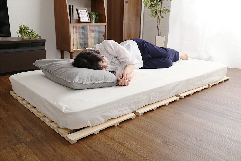 四つ折りタイプ 檜すのこベッド 涼風 (セミダブル) 商品追加画像9