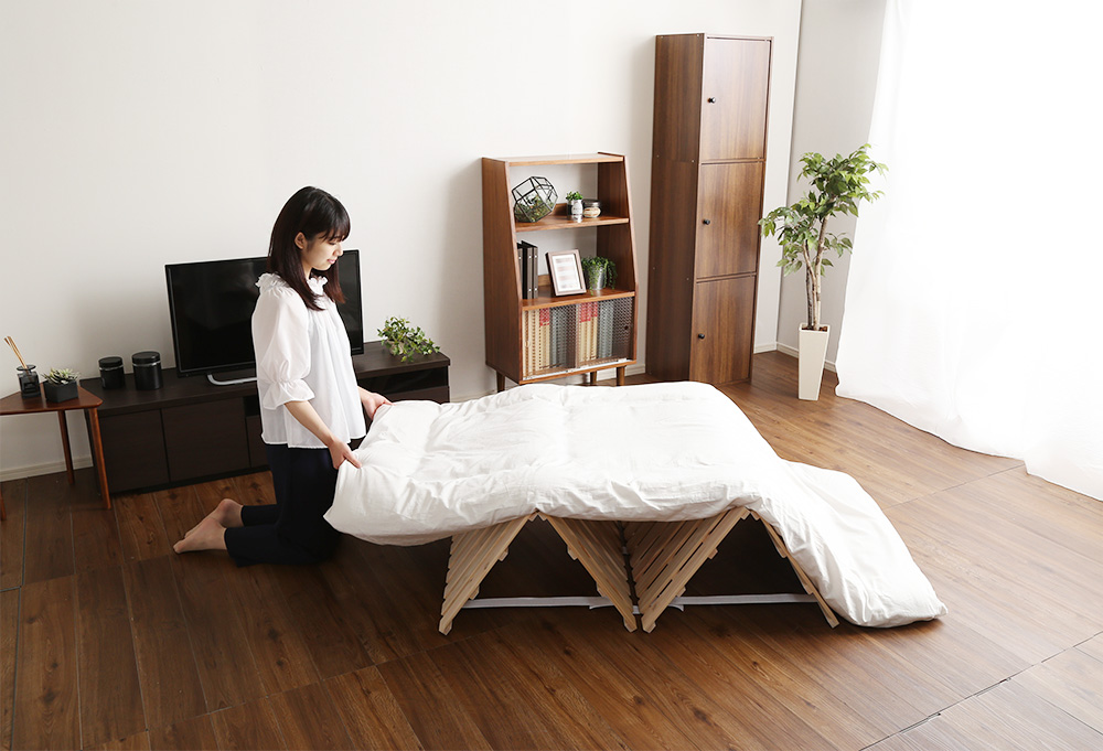 四つ折りタイプ 檜すのこベッド 涼風 (セミダブル) 商品追加画像11