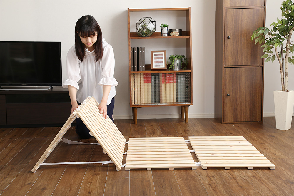 四つ折りタイプ 檜すのこベッド 涼風 (セミダブル) 商品追加画像12