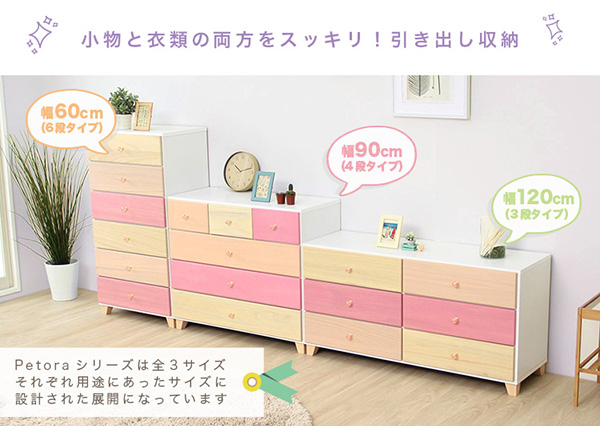 リビング用ワイドチェスト petora ペトラ (3段 幅117cm) 商品説明画像2