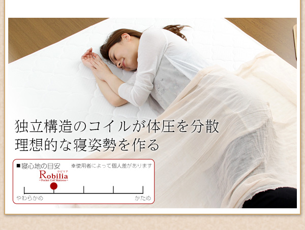 ロール梱包 ポケットコイルスプリングマットレス Robilia ロビリア (セミダブル) 商品説明画像7